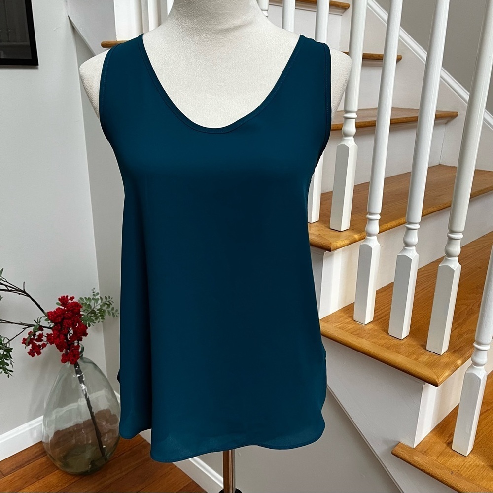 Loft sleeveless blouse top turquoise green XS Women’s scoop neck tank